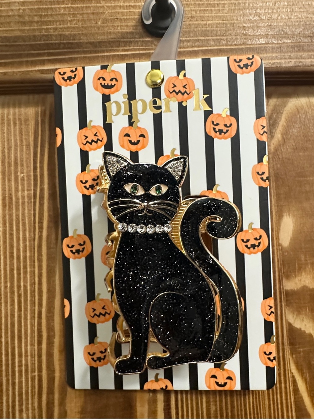 Piper K Black Glitter Cat Clip